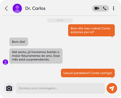 Covnersa no Whatsapp onde o mentorado conta para o Dr. Felipe que acabou de bater o maior faturamento do ano.