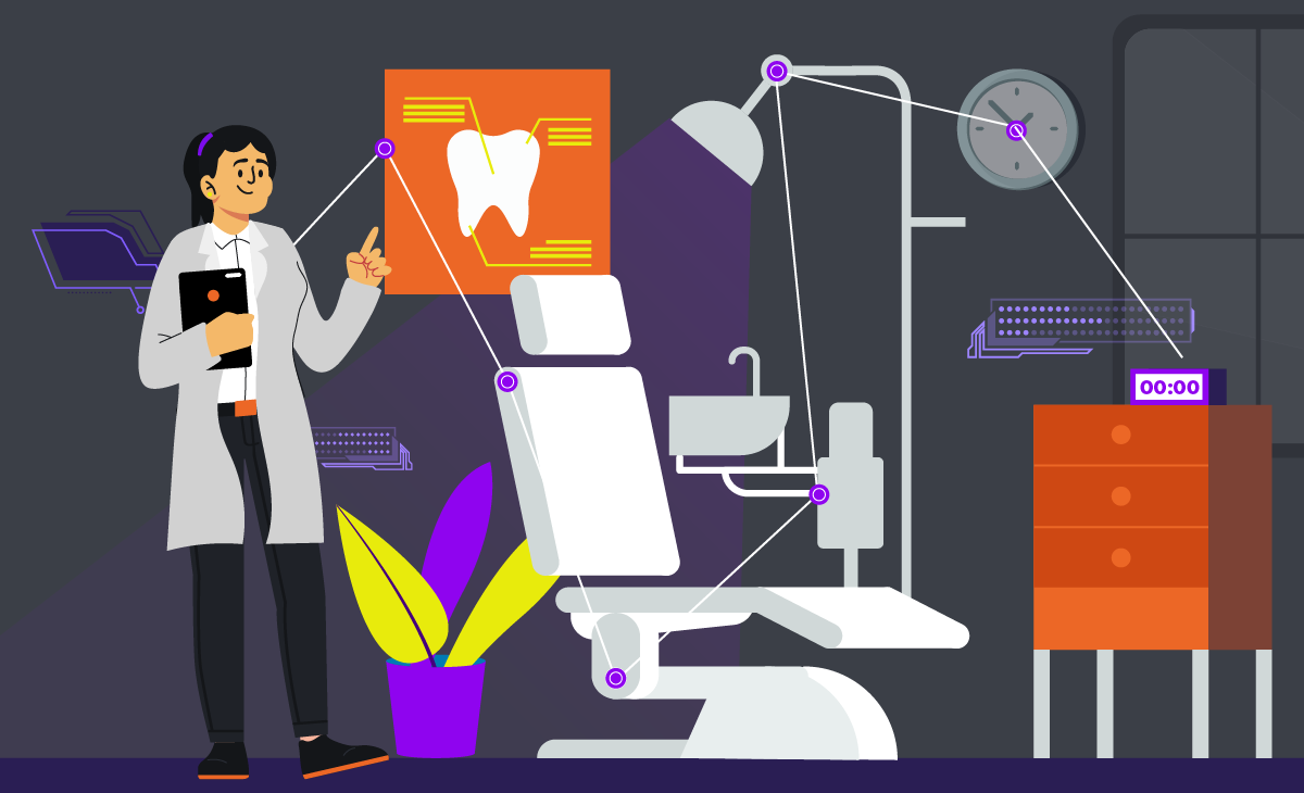 Consultório odontológico moderno. Dentista em um consultório moderno e tecnologico.